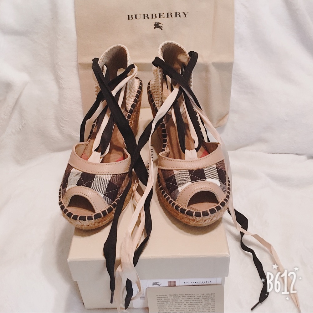 Burberry Peep-toe Espadrille Wedges